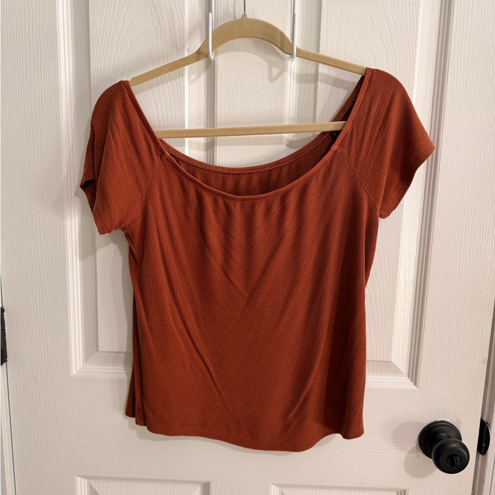 American Eagle Outfitters Burnt Orange Short Sleeve Top